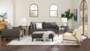 Cindy Crawford Home Gena 78.7" Linen-Look Fabric Condo Size Sofa with Removable Back Cushions - Charcoal Grey | Sofa Gena de Cindy Crawford Home de 78,7 po de format condo en tissu d’apparence lin avec coussins de dossier amovibles - gris anthracite