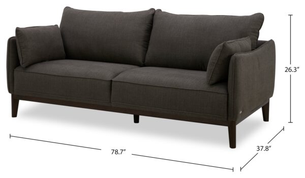 Cindy Crawford Home Gena 78.7" Linen-Look Fabric Condo Size Sofa with Removable Back Cushions - Charcoal Grey | Sofa Gena de Cindy Crawford Home de 78,7 po de format condo en tissu d’apparence lin avec coussins de dossier amovibles - gris anthracite - Image 14