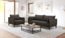 Cindy Crawford Home Gena 78.7" Linen-Look Fabric Condo Size Sofa with Removable Back Cushions - Charcoal Grey | Sofa Gena de Cindy Crawford Home de 78,7 po de format condo en tissu d’apparence lin avec coussins de dossier amovibles - gris anthracite