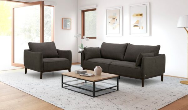 Cindy Crawford Home Gena 78.7" Linen-Look Fabric Condo Size Sofa with Removable Back Cushions - Charcoal Grey | Sofa Gena de Cindy Crawford Home de 78,7 po de format condo en tissu d’apparence lin avec coussins de dossier amovibles - gris anthracite - Image 9