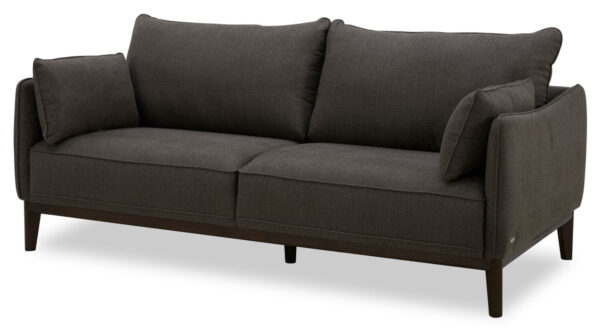 Cindy Crawford Home Gena 78.7" Linen-Look Fabric Condo Size Sofa with Removable Back Cushions - Charcoal Grey | Sofa Gena de Cindy Crawford Home de 78,7 po de format condo en tissu d’apparence lin avec coussins de dossier amovibles - gris anthracite - Image 2
